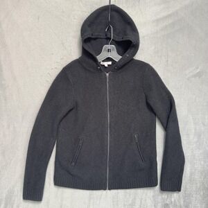 The Cashmere Project Sweater Womens Medium Black Hooded Full Zip Cashmere Knit